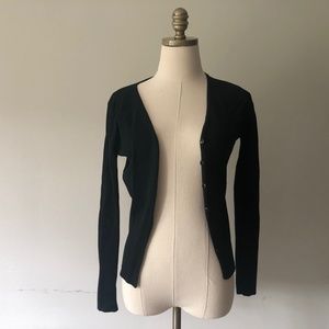 Sweater Wrap EXCELLENT Medium Cardigan Made In Italy Black Button Front V Neck
